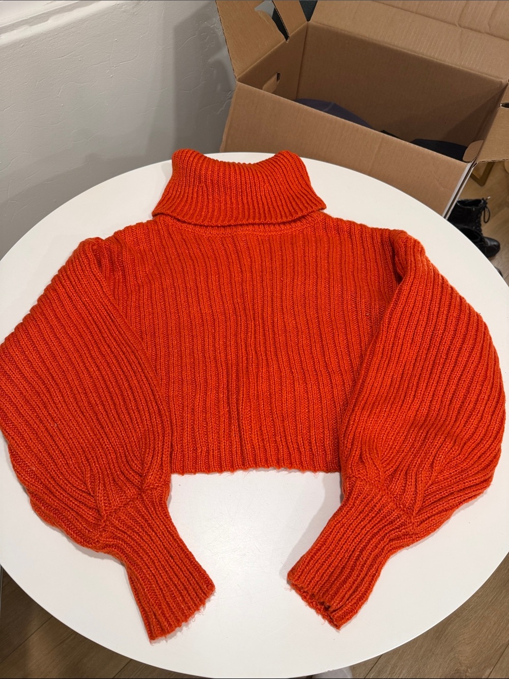 Urban Outfitters Orange Cropped Ribbed Turtleneck Sweater